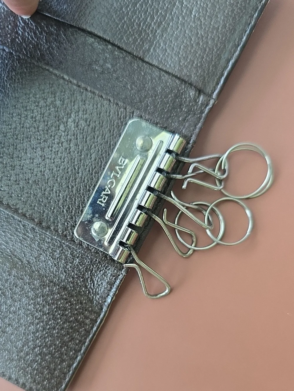 🔑BVLGARI Logo Mania Denim Canvas Beige 6 Key Holder